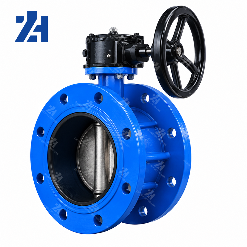 Flanged Type Ductile Iron Butterfly Valve EPDM Seated Worm Gear ...
