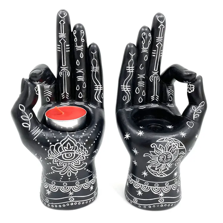 Horus Eye Witcher Bức Tượng Bàn Tay Nhân Tạo Thiết Kế Nhựa Gothic Palmistry Palm Đọc Hamsa Tay Giữ Hương Sun Catcher