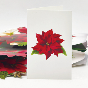 Poinsettia การ์ดอวยพรกระดาษแบบป๊อปอัพช่อดอกไม้3D พร้อมการ์ดและซองสำหรับตกแต่งวันหยุดคริสต์มาส - Product Image 5