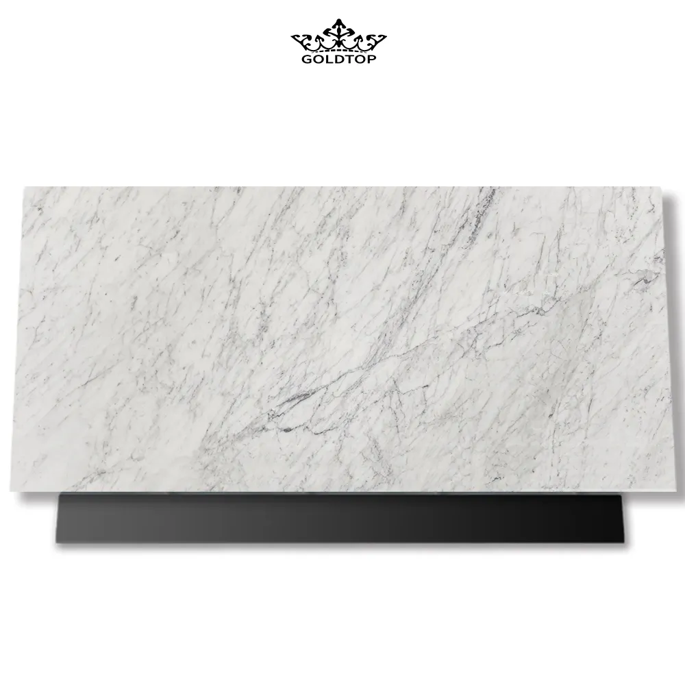 Nieuwe Eigentijdse Meubels Eettafel Witte Carrara Tafel Metalen Messing Eettafel Geborsteld Messing Gesinterde Steen Aanpassen