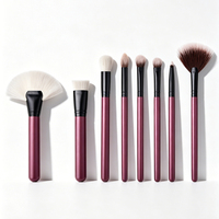 Kit de pinceaux de maquillage professionnel 8 pièces/ensemble avec sac, manche en bois gris argenté, virole en aluminium, poils en nylon