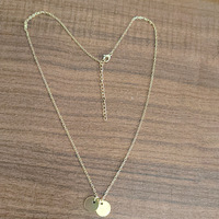 Collar de Acero Inoxidable con Mini Placa Redonda Chapada en Oro de 18K, Colgante de Disco Grabado de Acero Inoxidable, Collar de Doble Disco Estilo Moneda