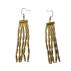 Silver Plated Glass Beads Heart Boho Bohemian Style Dangle Hook <b>Earrings</b> for Women - Product Image 3