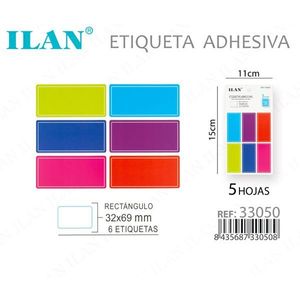 Etichette Adesive Ilan 32x69 mm Rettangolari, 6 per Foglio, 5 Fogli Colorati per Etichette di Abbigliamento - Product Image 3