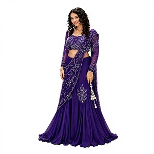Lehenga Choli en Soie Koti Indienne, Séchage Rapide, Gaufré, Design Fantaisie, Exclusif, pour Mariage, Saree, Dhoti, Tenue de Mariée, Plage et Fête - Product Image 1