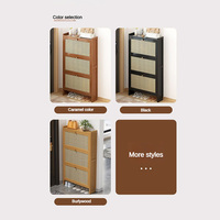 Meuble de rangement à chaussures en bambou moderne, design luxueux, prix abordable, fin, avec tiroirs, couleur bois clair, pour l'entrée