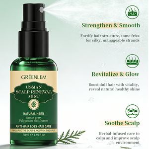 Huile capillaire Greenlem Usman aux herbes pour le soin du cuir chevelu, tonique nourrissant et rafraîchissant, traitement apaisant pour les démangeaisons et le cuir chevelu gras, soulage les irritations - Product Image 5