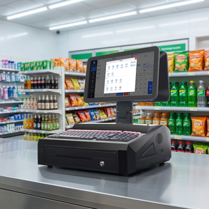 หน้าจอคู่แบบสัมผัสหน้าจอ15.6นิ้วระบบ POS แบบครบวงจรเครื่องนับเงินสดแบบลิ้นชักเก็บเงินในตัวสำหรับร้านอาหาร - Product Image 1