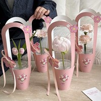 Boîte à fleurs portable - Boîte d'emballage pour bouquet de fleurs Qixi - Boîte pour arrangement floral - Emballage pour art floral