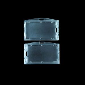 Porte-badge professionnel en plastique rigide transparent, vertical et horizontal, robuste et durable, avec extracteur de carte - Product Image 2