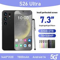 Smartphone Original S26 Ultra 22 Go + 2 To, Écran 7,3 Pouces, Débloqué, Double SIM, 5G, Android 14