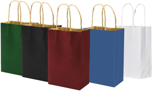 Sacs en papier de petite taille avec poignées, sacs cadeaux pour fêtes d'anniversaire, sacs à main pour magasins de vêtements, sacs en papier kraft pour plats à emporter - Product Image 4