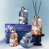 Diffuseur de parfum 200 ml, bouteille en verre mat vintage à motif floral et oiseau, coffret cadeau de luxe, longue durée, aromathérapie pour la maison et l'hôtel, désodorisant d'ambiance