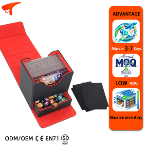 Boîte de rangement pour 100+ cartes à manches individuelles, boîte de jeu Yugioh avec rangement pour dés, en cuir PU, fermeture magnétique pour cartes TCG CCG - Product Image 1