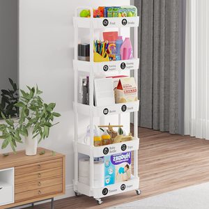 Slim Rolling Adjustable Folding Utility <b>Cart</b> with Wheels Space Saving Carbon Steel Organizer Rack for Kitchen - Product Image 6