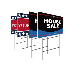 卸売カスタム広告防水リサイクル可能なデジタル印刷ハニカムボードプラスチックヤードサインHステークス付き - Product Image 1