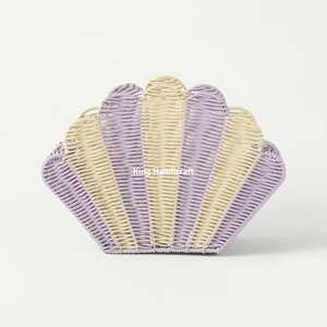 Panier de rangement en rotin coquillage pour enfants, mobilier de chambre d'enfant, organisateur en osier naturel pour enfants - Product Image 1