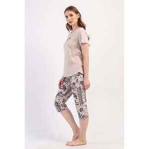 Traje de dormir capri ovalado de manga corta con cuello redondo para mujer - Product Image 2