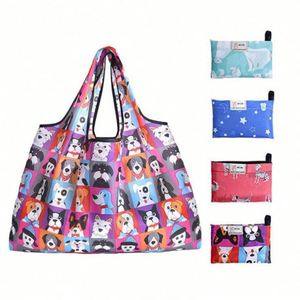 Sac de rangement pliable personnalisé en toile de dessin animé, écologique, réutilisable, imperméable, sac de courses pliable dans une poche - Product Image 1