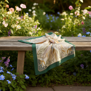 Petit foulard carré en forme de feuille 70x70cm 38g, imprimé soie, accessoire de mode pour femmes - Product Image 2