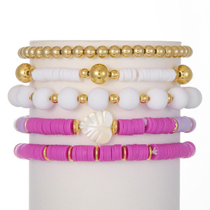 Conjunto de pulseras con cuentas a la moda, diseño de hojas de arcilla polimérica de varias capas, estilo bohemio, joyería para mujer ZXS0257 1 - Product Image 5