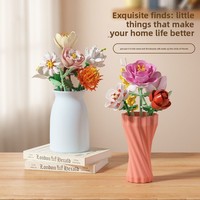Nuevo Producto Aprobado por Influencers: Ramo de Rosas y Peonías Artificiales de Plástico, Modelo de Adorno, Juguete de Construcción DIY de 40 Piezas de Mini Partículas