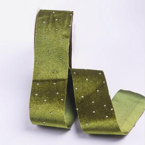 Pita Natal Berhiaskan Permata Cermin Rhinestone Berpita Kawat 1 inci * 100 Yard Gulungan Pita Beludru untuk Dekorasi Hadiah - Product Image 5