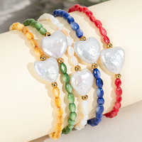 Bijoux hypoallergéniques faits à la main, bracelet en perles de riz en pierre naturelle colorée, perles de culture d'eau douce baroques en forme de cœur pour femmes