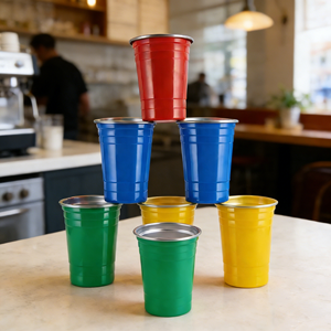 Lot de gobelets en acier inoxydable robustes et réutilisables pour bar, 10oz, 12/16oz, 500ml, couleurs variées, pour fête, bière personnalisée, vente en gros - Product Image 1