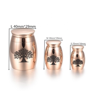 Urne funéraire en acier inoxydable IJU009 <span class=keywords><strong>Arbre</strong></span> <span class=keywords><strong>de</strong></span> <span class=keywords><strong>vie</strong></span> pour cendres Urne funéraire miniature gravée sur mesure pour cendres humaines - Product Image 1
