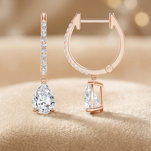 Pendientes de Aro con Diamante Cultivado en Laboratorio de 1.50 Ct, Forma de Pera, Plata de Ley 925 y Oro Sólido de 14K, Proveedor Mayorista OEM ODM - Product Image 1