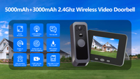 Nouvelle sonnette vidéo Wi-Fi avec détection infrarouge humaine PIR grand angle de 4 pouces, enregistrement vidéo et réveil actif
