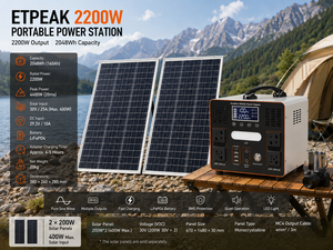 Station portable 2200W, générateur solaire LiFePO4 2201.6Wh, panneau solaire 400W, onde sinusoïdale pure MPPT pour la maison, le <span class=keywords><strong>camping</strong></span>, les <span class=keywords><strong>camping</strong></span>-cars et les voitures - Product Image 3