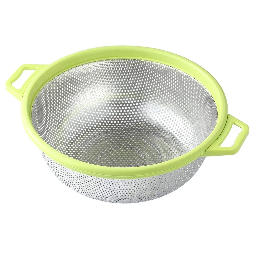 Groothandel Custom 10.5 Inch Keuken Food Mesh Vergiet Grote Metalen Groene Zeef Roestvrijstalen Vergiet Met Handvat