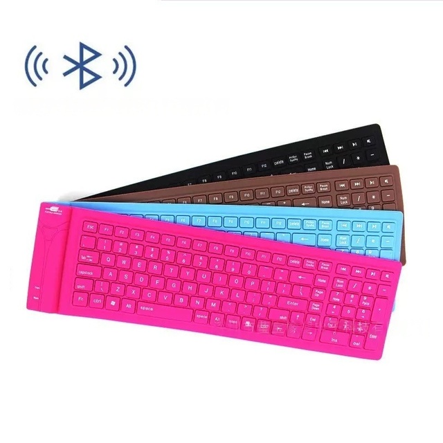 Wireless BT Keyboard Mini Keyboard Waterproof Foldable Silicone Soft Keyboard