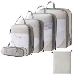 Wholesale 6 Set Versatile Zipper Dustproof Packing Cubes Mesh Organizers Clothing <b>Storage</b> Bags - Product Image 1