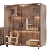 Vente en gros usine : Meuble-lit pour chat en bois, multi-niveaux, avec porte vitrée et arbre à chat, pour intérieur