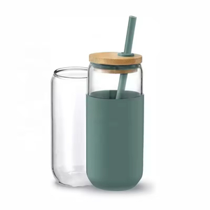 New Design High Borosilicate 500ml <b>Straw</b> Glass Cup with Classic Design Featuring Silicone Cover for Party Occasions - Product Image 4