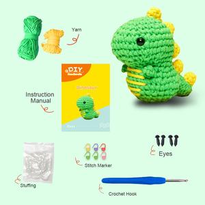 Kit de Ganchillo de Dinosaurios <span class=keywords><strong>Woobles</strong></span> para Principiantes, Paquete Completo de Materiales de Ganchillo con Instrucciones en Inglés y Tutoriales en Video - Product Image 3