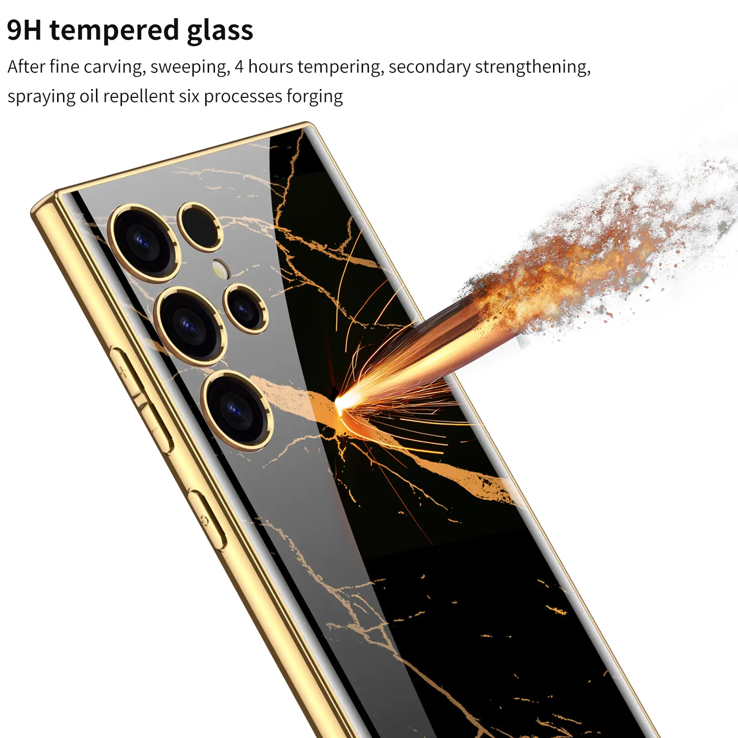 Capa de vidro temperado luxuosa para celular, capa dobrável criativa com borda e bordas, ideal para Galaxy S22 S23 S24 ultra, novidade original de 2024