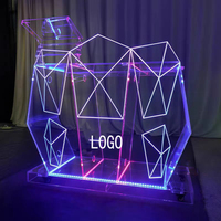 Table de DJ en acrylique transparent personnalisable, table de conférence moderne lumineuse à LED avec barre pour usage scolaire ou hôtelier, pupitre