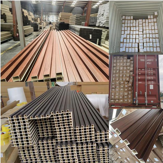 Indoor Decoration Wood Fluted Composite WPC Wall Panel 160mm x 24mm Waterproof