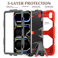 IPad için Pro 11 inç 2024 M4 A2836 üçlü katmanlar combo defender kılıf ile geri standı kaldırmak