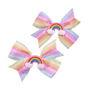 Jepit Rambut Pita Bergaris Pastel Glitter Pelangi Awan Jepitan Buaya Lucu untuk Anak Perempuan Aksesoris Rambut Pesta Putri - Product Image 6