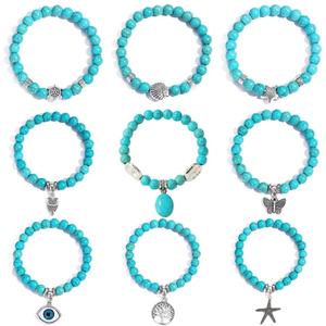 Wholesale Custom Elastic Natural Stones <b>Beads</b> <b>Bracelet</b> Bohemian Vintage Turquoise <b>Bracelet</b> - Product Image 4