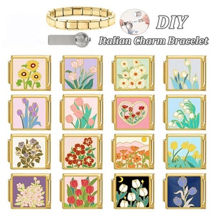 สร้อยข้อมือรูปดอกไม้ชุบทองสแตนเลสแบบโมดูลาร์ DIY สุดฮิต สไตล์วินเทจเรโทรสุดหรู - Product Image 1