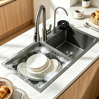 Évier de cuisine multifonctionnel à double bac en acier inoxydable 304, grande capacité, 78*43cm, design moderne