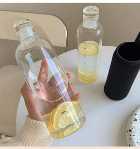 BONTOP Clear Glass Water Bottle Anti Scald Sleeve Scale Mark 500/750ml Eco-Friendly Classic Design Unisex Outdoor <b>Drinkware</b> - Product Image 2