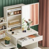 Coiffeuse de style européen et moderne, meuble de table, avec miroir et tabouret, 1 ensemble pour chambre à coucher