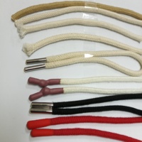 Cordón redondo 100% algodón con puntas metálicas, extremo de cuerda con acabado especial, accesorios de ropa para sudaderas, pantalones y chaquetas.